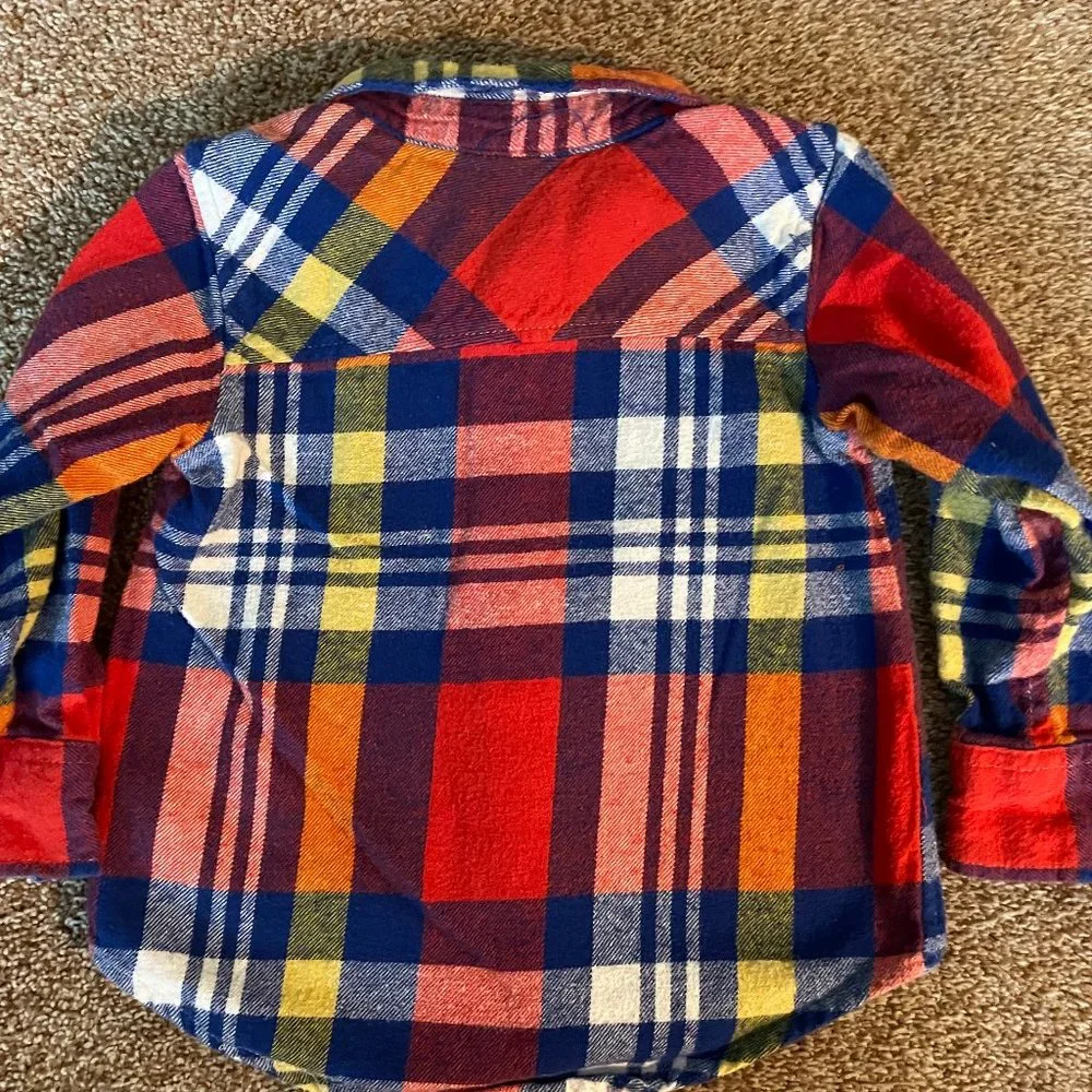 Old Navy long sleeve Adventure Club plaid flannel shirt 2T